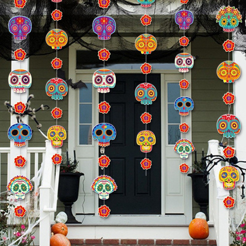 Decoración de fiesta temática mexicana del Día de los Muertos Colgante Cave Colgante Colgante de línea Decoración de la atmósfera del Día de los Muertos