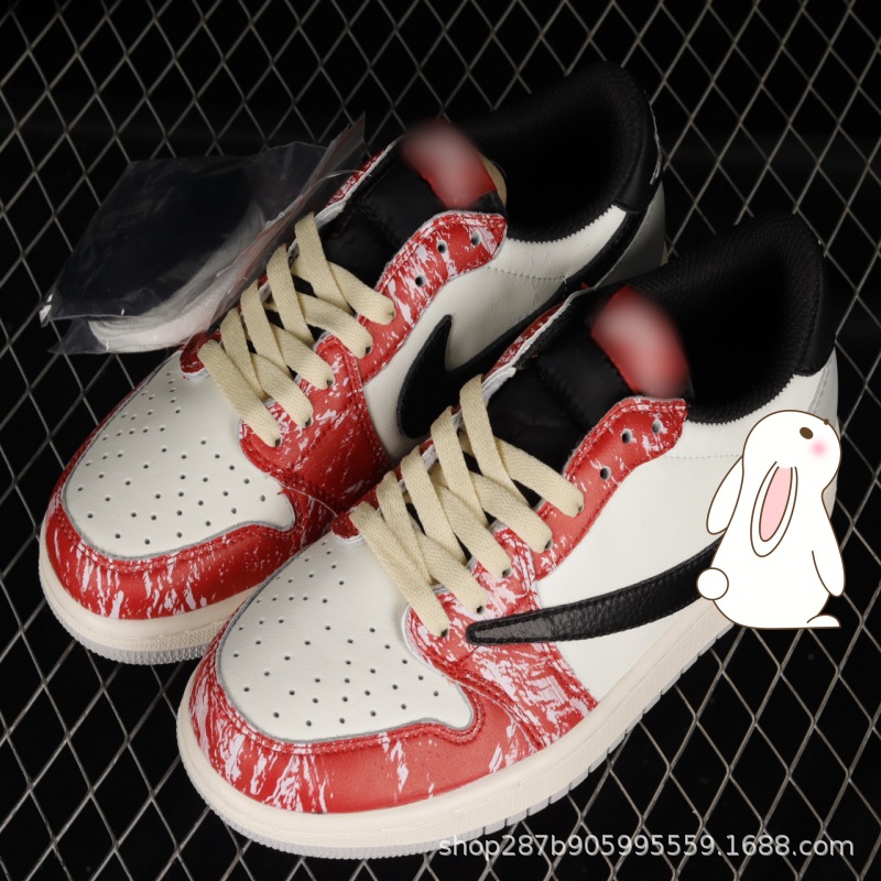 조 1 로우탑 인버티드 화이트 레드 블랙 후크 DM7866-133