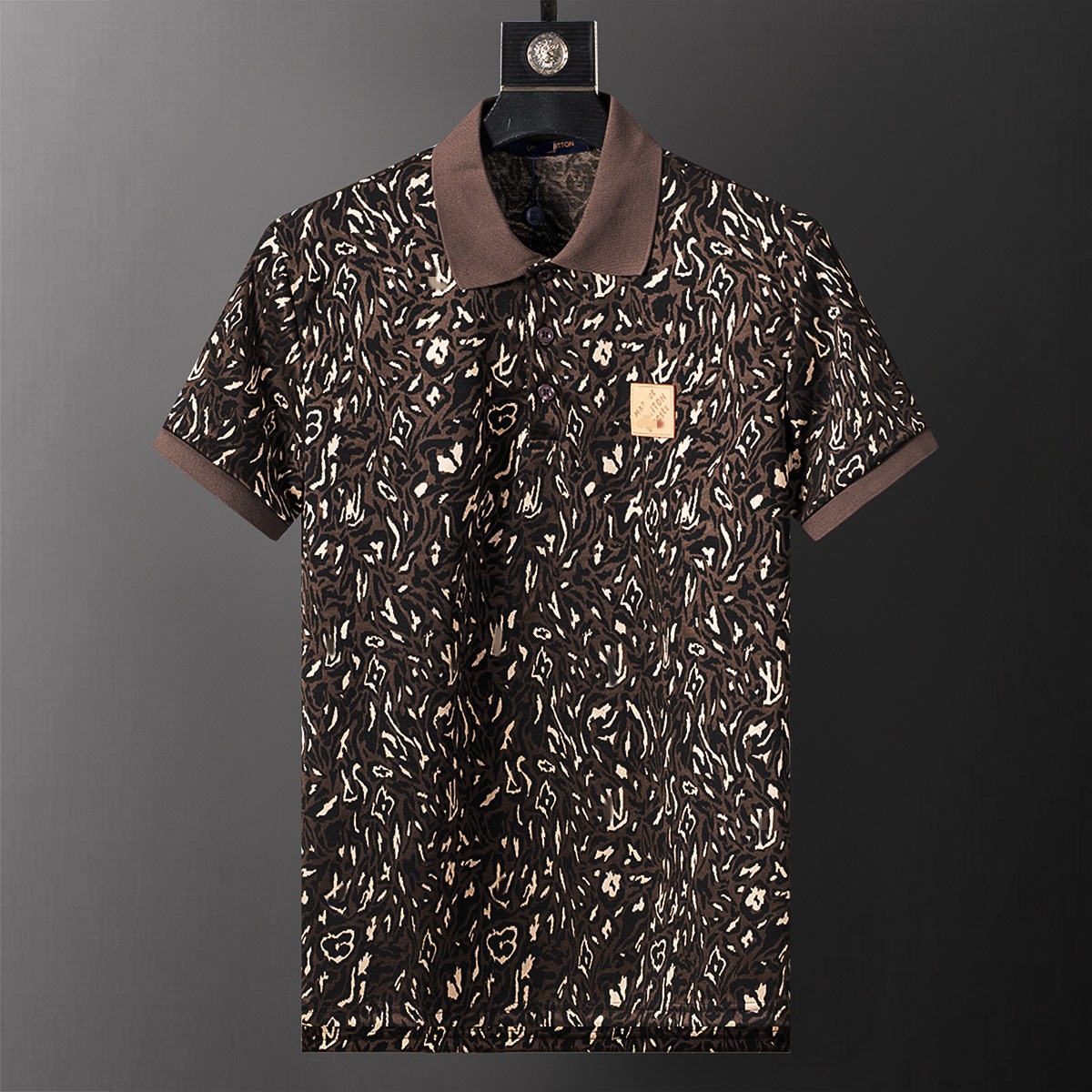 SS25 nueva estación europea de verano de hombre con solapa de algodón de perla de manga corta polo de moda