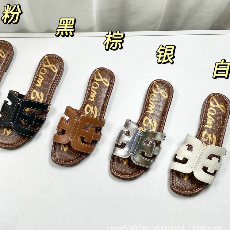 Wanxiang-Made Summer E-Shaped Flat Sandals, Genuine Leather, Comfortable, Lightweight, Casual Beach Shoes, Roman Women's Shoes, Sizes 35-40
