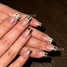 豹纹穿戴甲合集欧美跨境热销水管甲秋冬款假指甲高品质穿戴甲甲片
