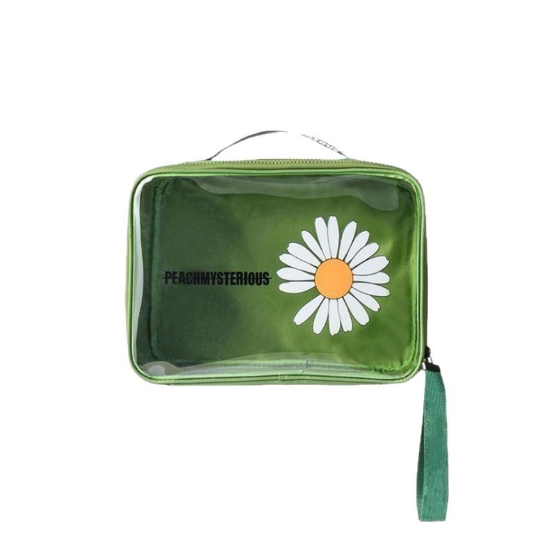 Bolso cosmético de la margarita del PVC DE ALTO aspecto bolso transparente grande del almacenamiento bolso portátil avanzado del lavado de la capacidad grande