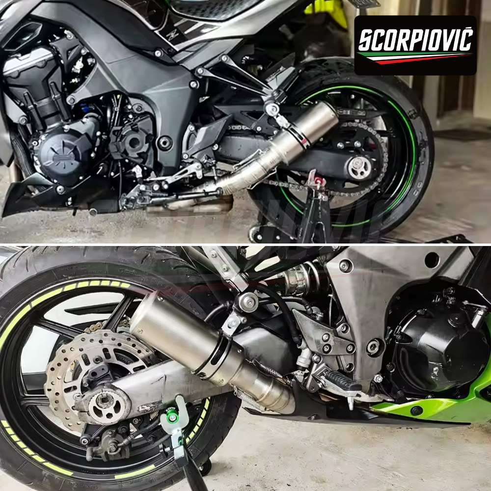 Suitable for motorcycle Z1000 modification, stainless steel dual outlet mid-section exhaust pipe and tail section silencer set