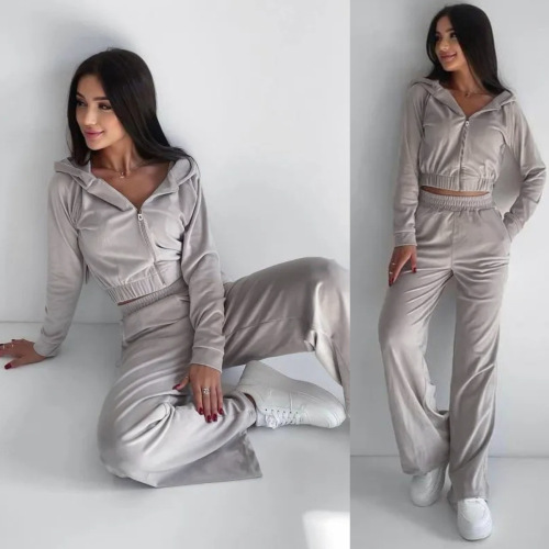 2024 Amazon ebay European and American foreign trade autumn and winter women's new hooded casual sweatshirt suit two-piece set for women