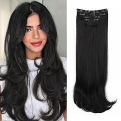 跨境 欧美长卷假发片Clip in Hair许昌艾丝化纤假发四件套接发片
