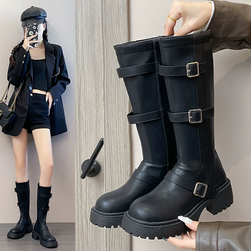 Summer high boots English style platform, British style, fitted
