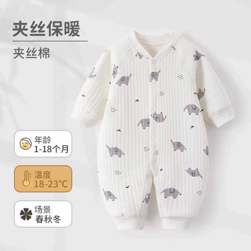 Ropa de otoño e invierno para bebés, monos de algodón puro para bebés, peleles cálidos y adorables de algodón acolchado para niños y niñas, mamelucos para recién nacidos.