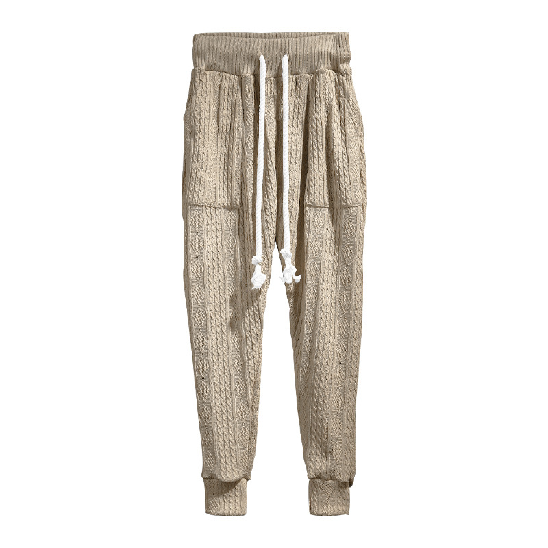 Men's Jacquard Jogger Pants, Casual Trousers With Drawstring_voghion.com