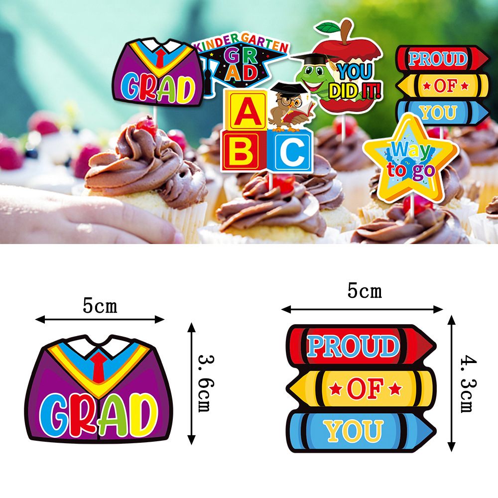 2024 nueva temporada de graduación de jardín de infantes decoración de fiesta Tarjeta de pastel de inserción ceremonia de graduación taza de papel pastel plug-in