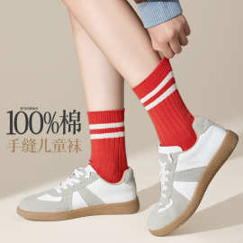 儿童袜子100%棉秋冬男童女童薄款中筒全棉长筒袜宝宝春秋袜纯棉子