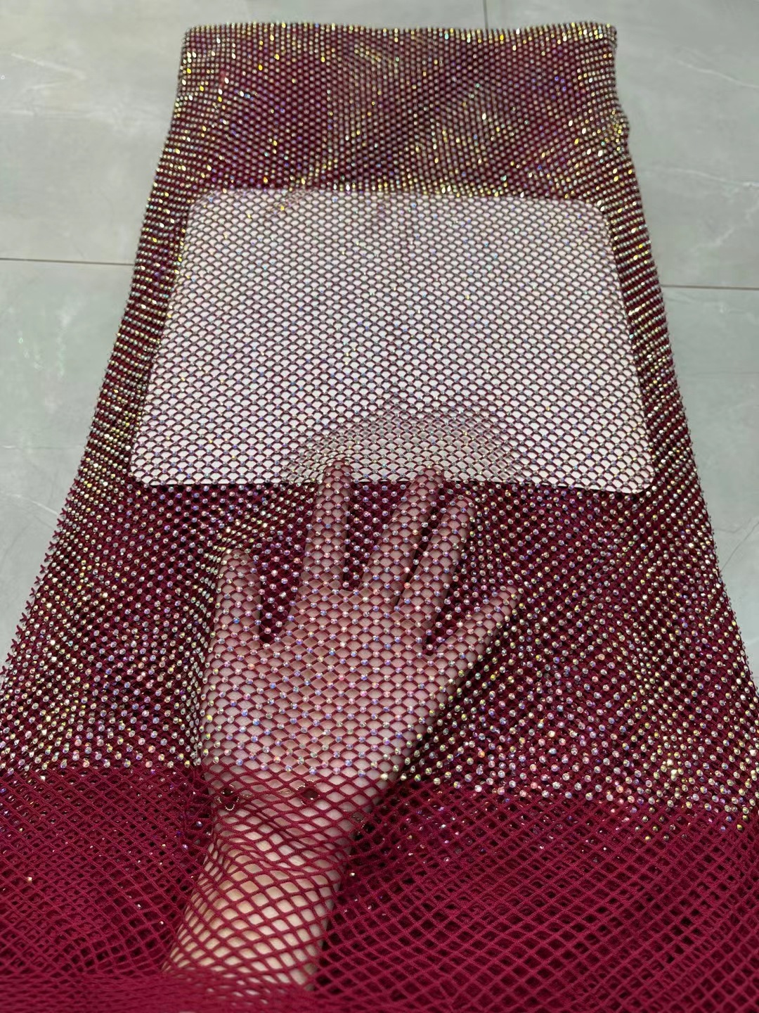Moda completa diamante malla AB color diamante perforación caliente ropa accesorios moda vestido bolsa zapatos tela piedra JX1519 image 7