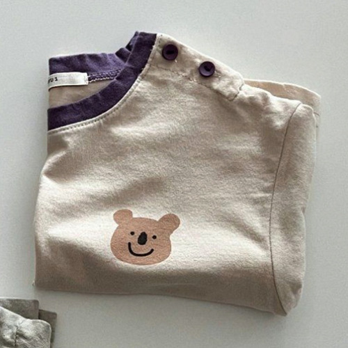 Korean style pure cotton comfortable long-sleeved T-shirt for men and women baby simple bear casual bottoming shirt ins children's loose single T