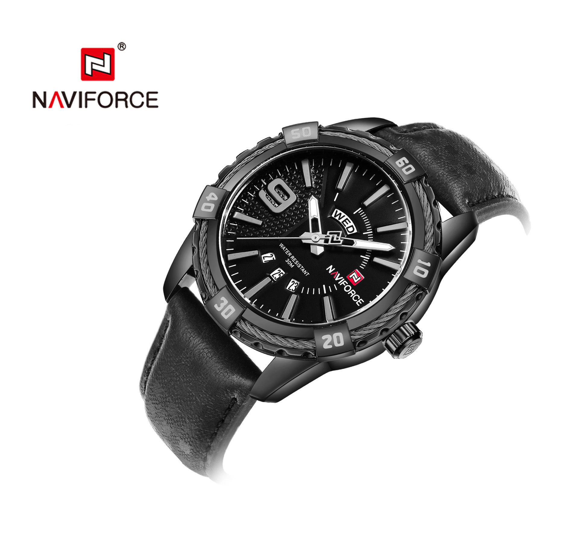NAVIFORCE Lingxiang 9117L moda impermeable reloj deportivo calendario estilo coreano estudiante cinturón hombres reloj de cuarzo