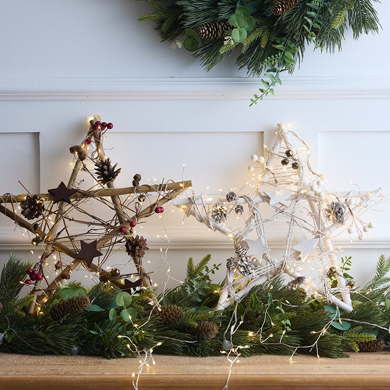 Navidad nueva estrella de cinco puntos colgante decoración navideña ventana del centro comercial colgante de madera colgante estrella hotel