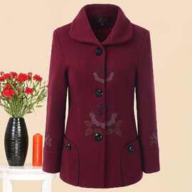 妈妈装毛呢外套中老年人女装秋冬装上衣40-60-80岁宽松大码外套女