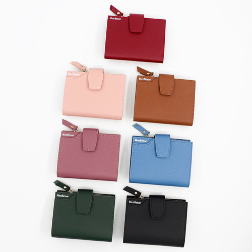 New women's short wallet buckle coin purse simple solid color women's wallet card bag clutch bag wallet wholesale