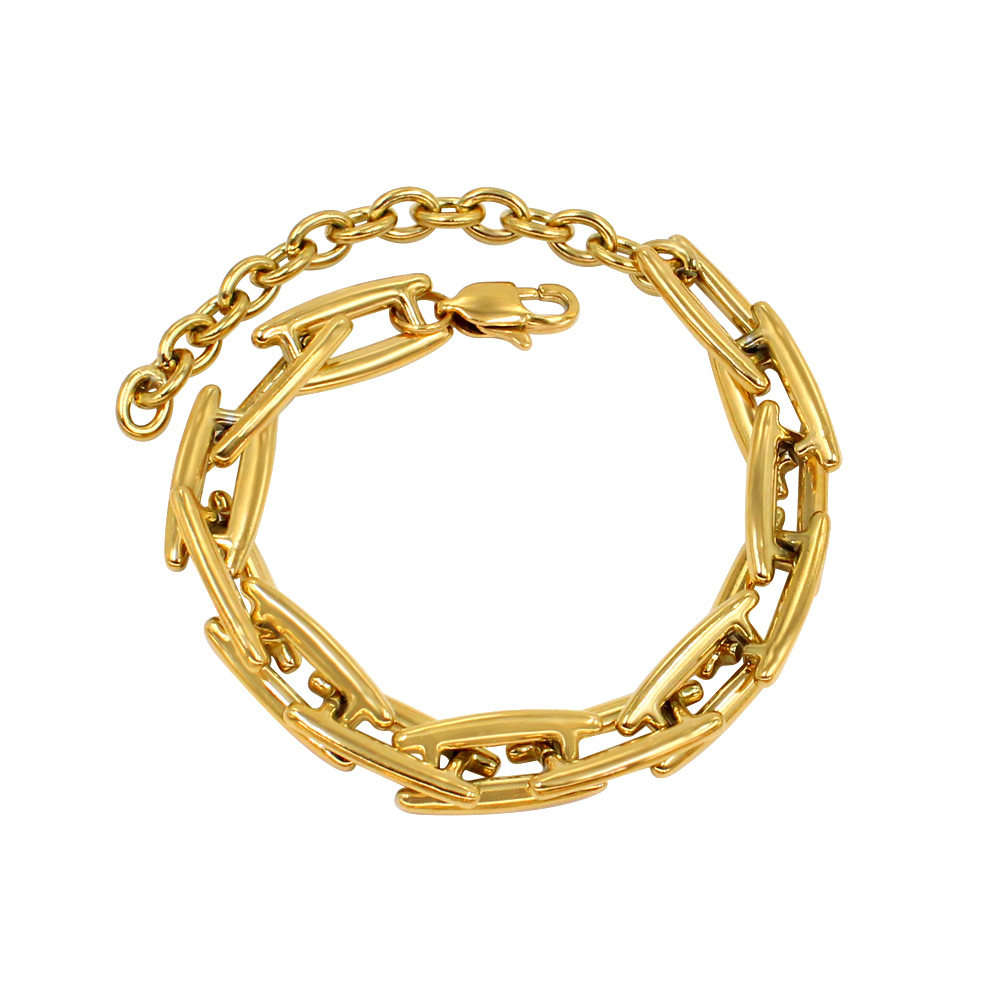 26g Weight PVD Coated Gold Plating Process 18K Gold, Real Gold Plated Plating Material Chain Bracelet, Necklace Classification Handmade Chain Chain Type Necklace + Jewelry Quantity Holiday, Daily Occasion 304 Stainless Steel Material Solid Color Pattern 2025 Spring and Summer Season Women's Gender Hip-Hop, Retro Style Waterproof Non Tarnish Craft PVD Coated 18K Gold Real Gold Plated Solid Color 304 Stainless Steel Hip-Hop Retro Waterproof Non Tarnish Chain Bracelet Necklace 28