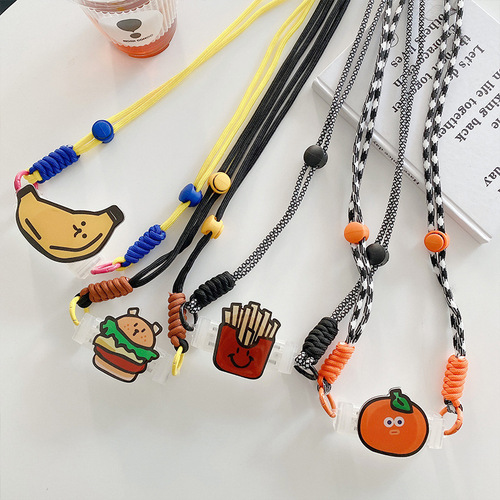 Creative hamburger mobile phone back clip lanyard cute niche diagonal back clip lanyard girls outdoor versatile mobile phone lanyard