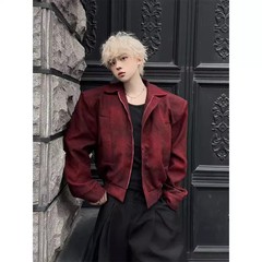 男模痞帅风外套蛇年本命年衣服美式短款高级感穿搭翻领垫肩夹克潮