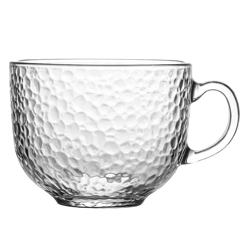 高い顔の値の日本式のハンマーの紋様のグラスのシンプルなコーヒーの杯の大容量の軽い豪華な牛乳の杯はガラスのお茶の杯を持ちます。|undefined