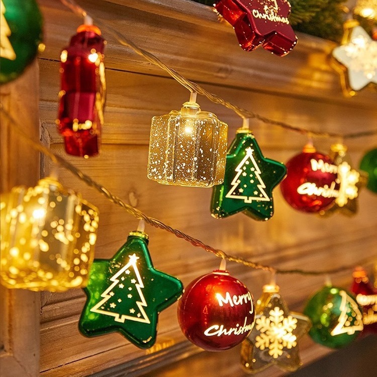 クリスマス電飾スフィアライトストリング、ホリデーデコレーション、球体、五芒星、点滅ライト、室内クリスマスツリーハンギングデコレーション、カラフル|undefined