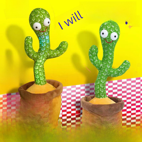 Viral toy that learns to speak, cactus sways and dances, plush cactus toy with 120 recorded songs for singing