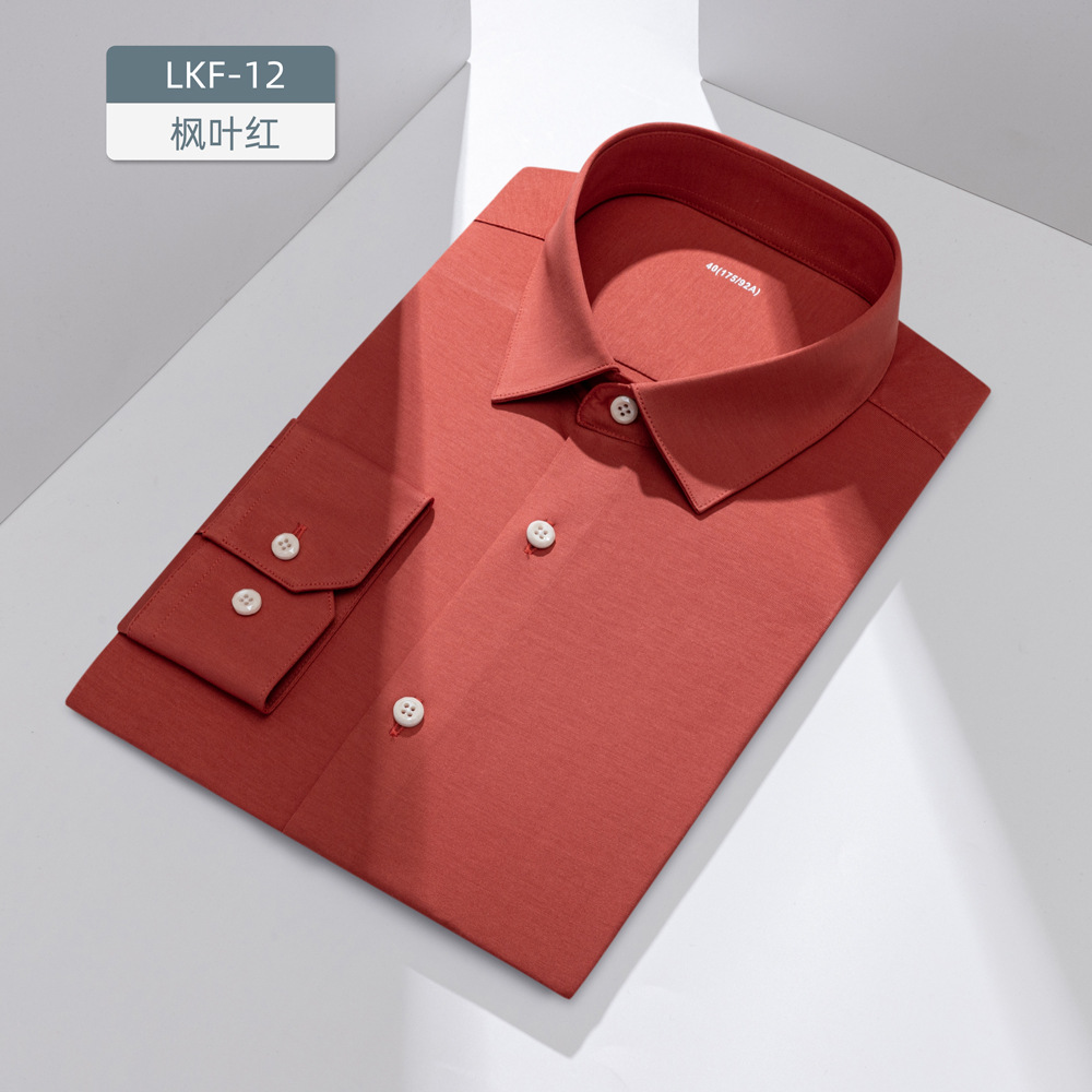 Camisas personalizadas privadas de seda de jade de alta calidad de algodón de punto de cuatro lados para hombres de manga larga 100 camisas de alta elasticidad