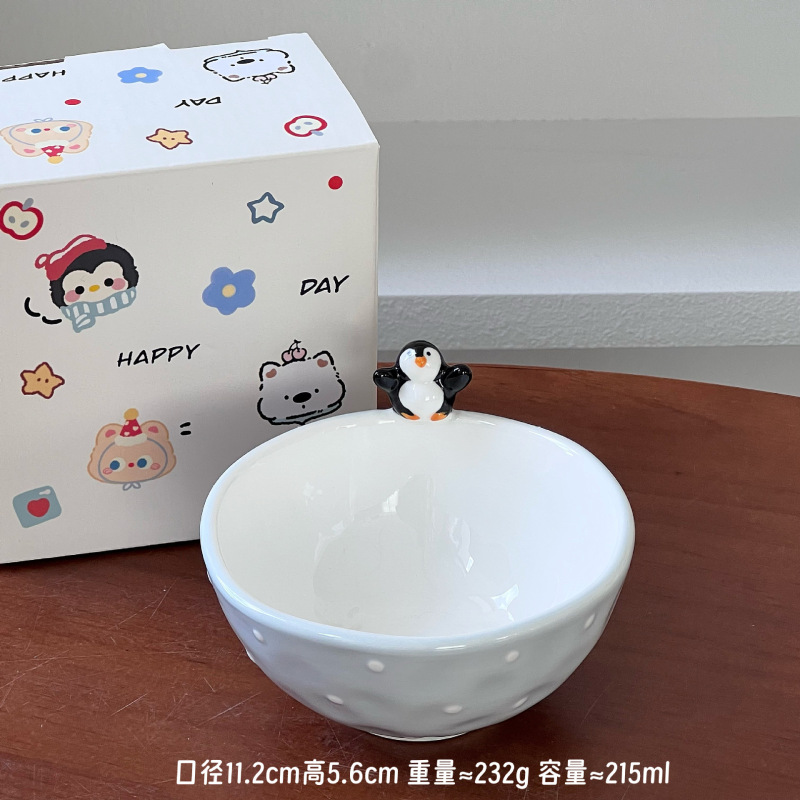 ペンギンの見栄えの良い朝食ボウル、家庭用のかわいいセラミックプレート、ディナープレート、デザートフルーツプレート、サラダボウル|undefined