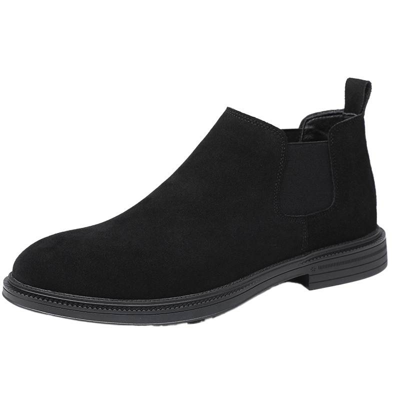 2026 New Style Brogue Ankle Boots Trendy Shoes British Versatile Leather Slip-On Shoes Versatile Korean Style Chelsea Boots for Men