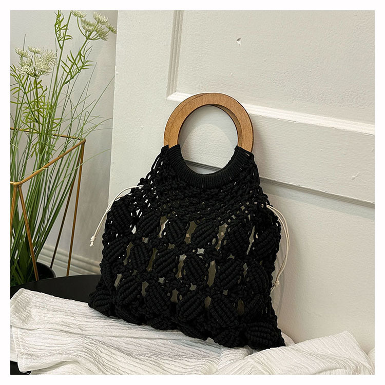 Women's Medium Fabric Solid Color Basic Classic Style Weave Hollow Open Straw Bag display picture 29