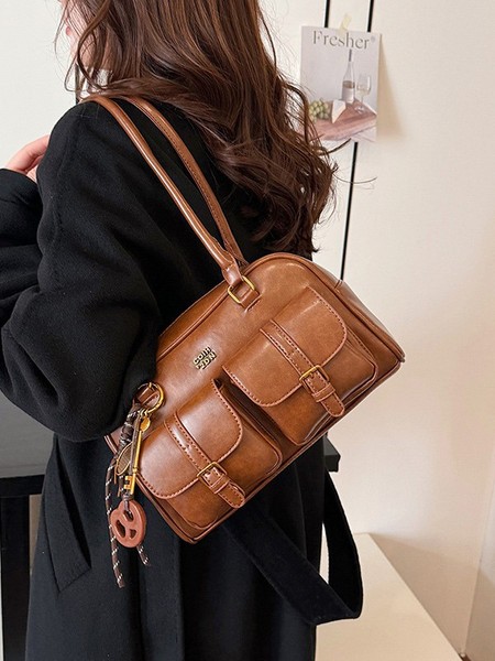 Retro demi-season one-shoulder bag
