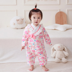idea Baby Autumn New Women Baby Double Layer 100% Cotton Seamless onesie for Newborns Printed Crawling Clothes 3008