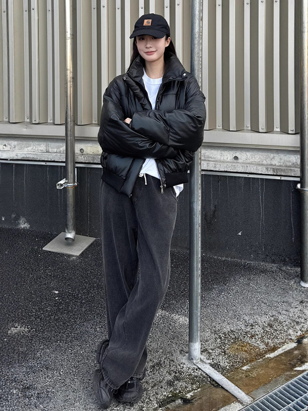美式立领设计感短款棉服女冬季cleanfit高级感加厚情侣面包服外套|undefined