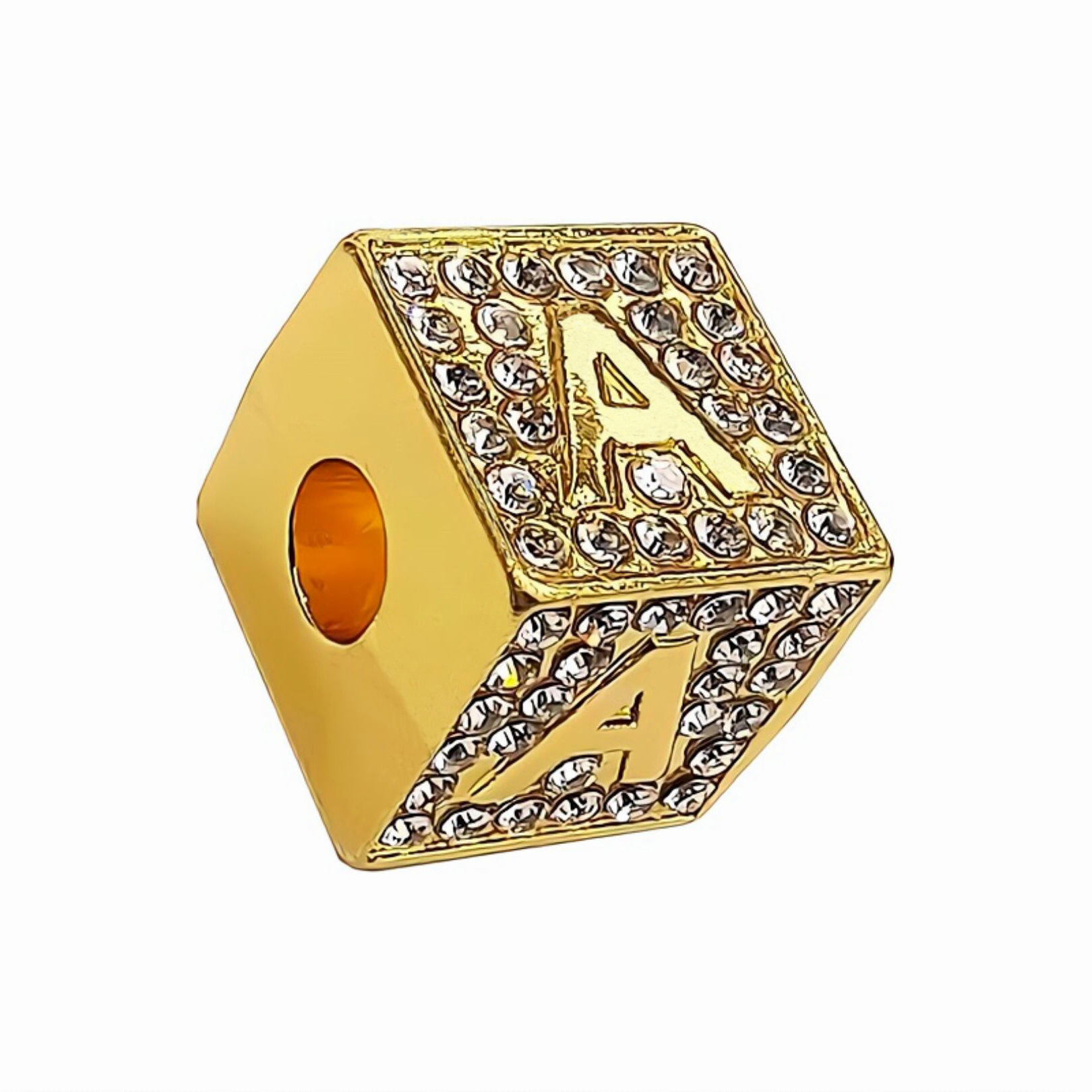 1 Piece Alloy Zircon 18K Gold Plated Square Pendant display picture 4