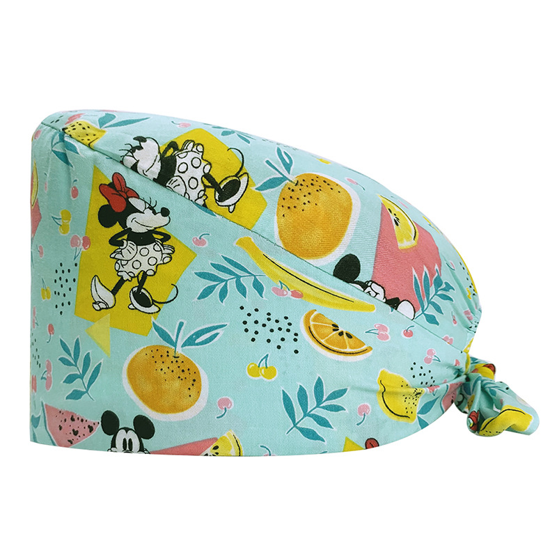 Gorro quirúrgico de algodón puro de las mujeres impreso ajustable calabaza tapa confinamiento quimioterapia a prueba de polvo puntera enfermera trabajo sombrero hombres
