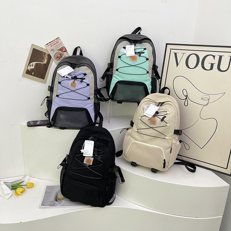 2024 New Drawstring Backpack Women's Outdoor Cycling Sports Mountaineering Backpack Versatile Student Class Commuting School Bag