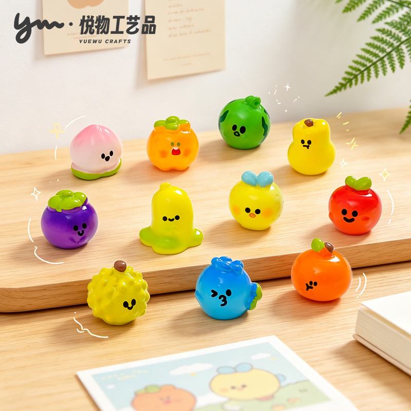 可爱表情卡通西瓜榴莲水果萌粒 diy装饰品配件迷你车载桌面小摆件