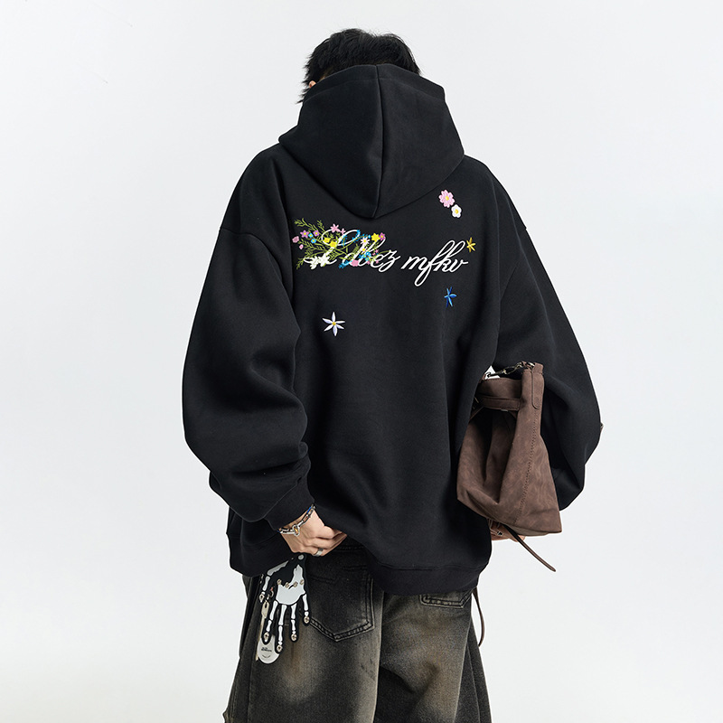 American Floral Print Heavyweight Hooded Sweatshirt for Men and Women, Trendy Autumn Versatile Fleece-Lined Thickened Hoodie Jacket American Floral Print Heavyweight Hooded Sweatshirt for Men and Women, Trendy Autumn Versatile Fleece-Lined Thickened Hoodie Jacket