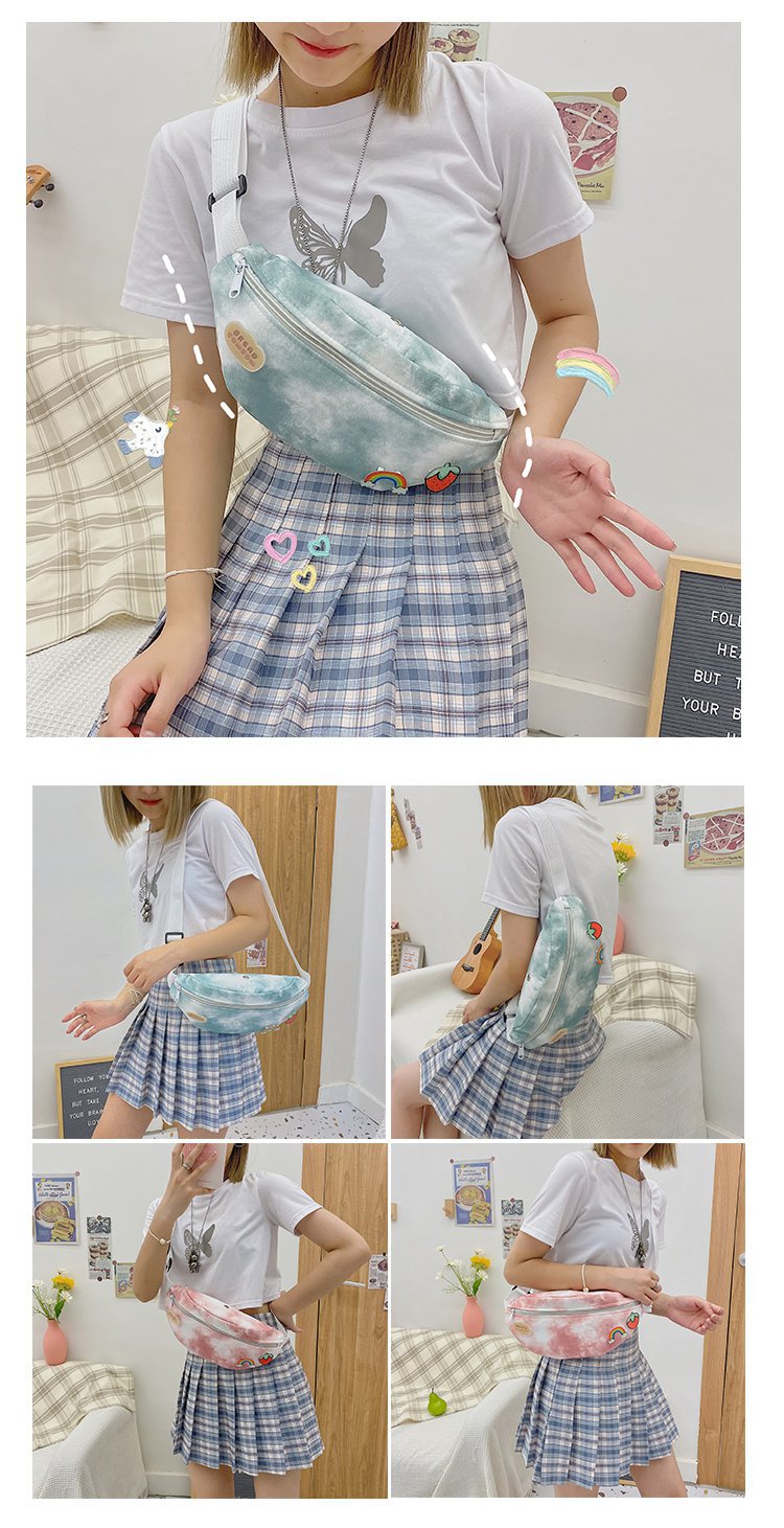 The 2024 new style of Japanese Harajuku trendy single-shoulder bag, a unique tie-dyed girl's chest bag, is fashionable and versatile. It's a single-shoulder crossbody bag undefined