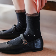 韓國東大門miu風蕾絲花邊中筒襪女日系春夏季薄款無骨波點棉襪子