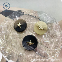 树脂纽扣圆形星星金属双拼钮扣西装衬衫毛衣皮草香风外套装饰扣子