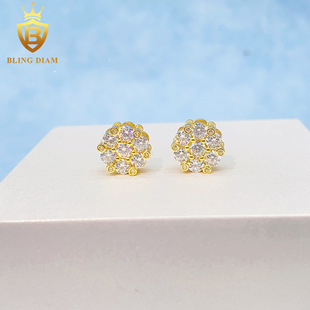Cross-border e-commerce hot S925 silver set moissanite 10mm flower earrings wholesale supply simple earrings