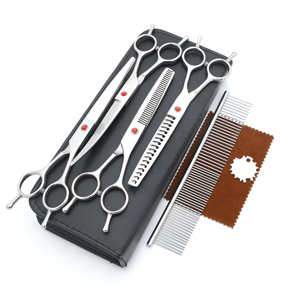 Tijeras para mascotas, tijeras de corte de pelo para perros, tijeras de dientes delgadas profesionales, tijeras de corte de pelo, tijeras de pelaje, juego de herramientas de limpieza