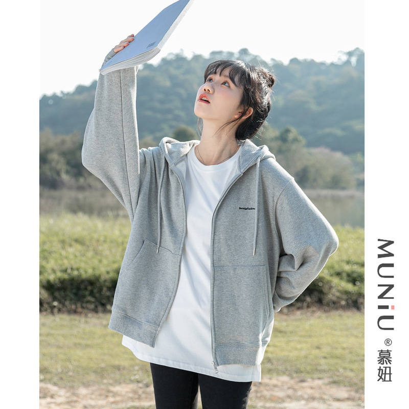 秋冬の新型韓国版ベルベットの厚いコートの女性の潮ins洋気のゆるいジッパーのカーディガンと帽子のガーディアン|undefined