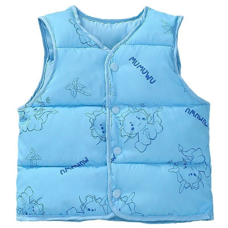 Otoño y invierno chaleco caliente para bebés, niños y niñas, clips de caballo para bebés, chaleco de pluma para niños en ambos lados