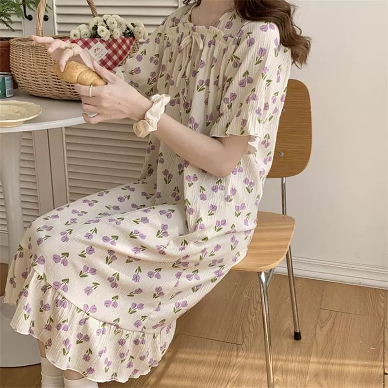 Летний комплект, пижама, длинная юбка, квадратный вырез, с коротким рукавом