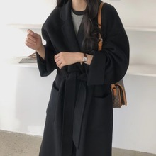 秋冬季新款中长款双面羊绒大衣韩版毛呢羊毛外套品牌女装批发货源