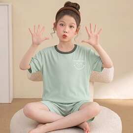 2026套装儿童女童夏季冰丝轻薄睡衣短袖短裤薄款中大童空调家居服