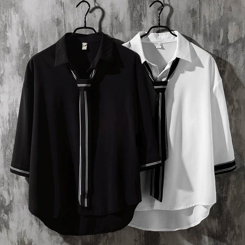 Очень сказочная рубашка с длинными рукавами мужская корейская версия прилива красавчик гонконгский стиль рубашка