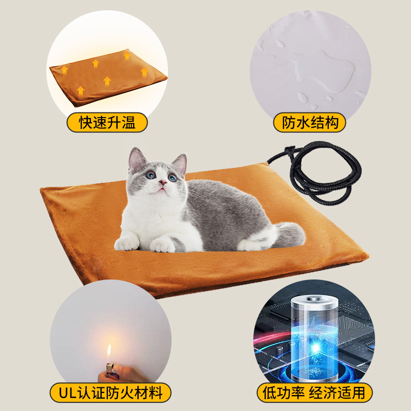 Almohadilla calefactora para mascotas Almohadilla calefactora para gatos y perros Almohadilla calefactora anti-agarre y mordedura Almohadilla calefactora de termostato Cojín para mascotas